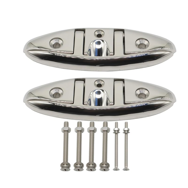 Jecoupoon 4-1/2" 5" 6" 8" Marine Boat Dock Cleats 316 Stainless Flip Up Cleats Folding Cleat with Screws and Nuts (5" 2pcs) - Image 2